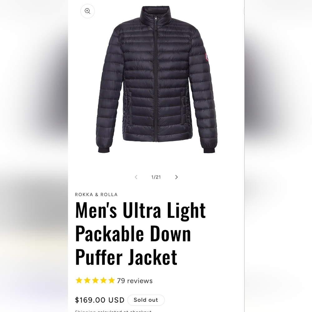 Men's Ultra Light Black Puffer Jacket